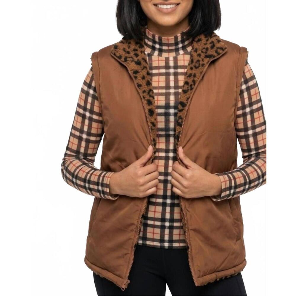 NEW GRACE + EMMA luscious lady leopard vest in brown